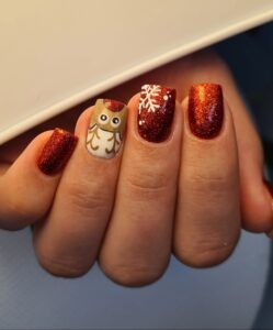 red reindeer christmas nails designs