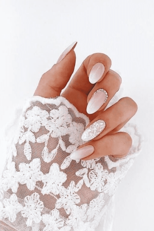 lace bridal nails design