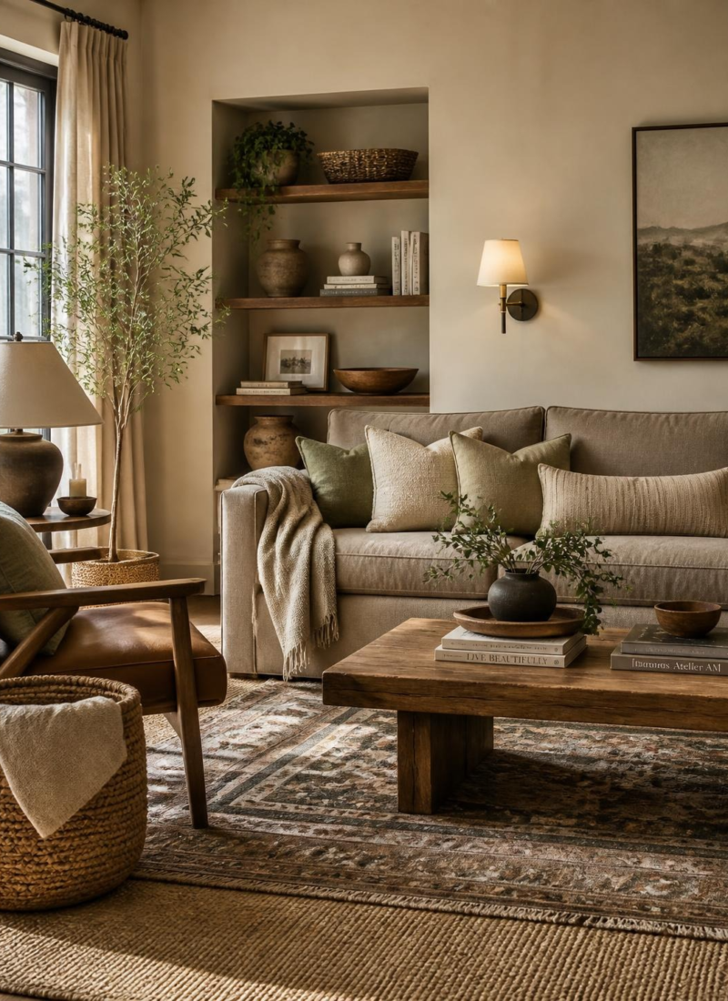 Designing an Earthy Living Room That’s Actually Lived In
